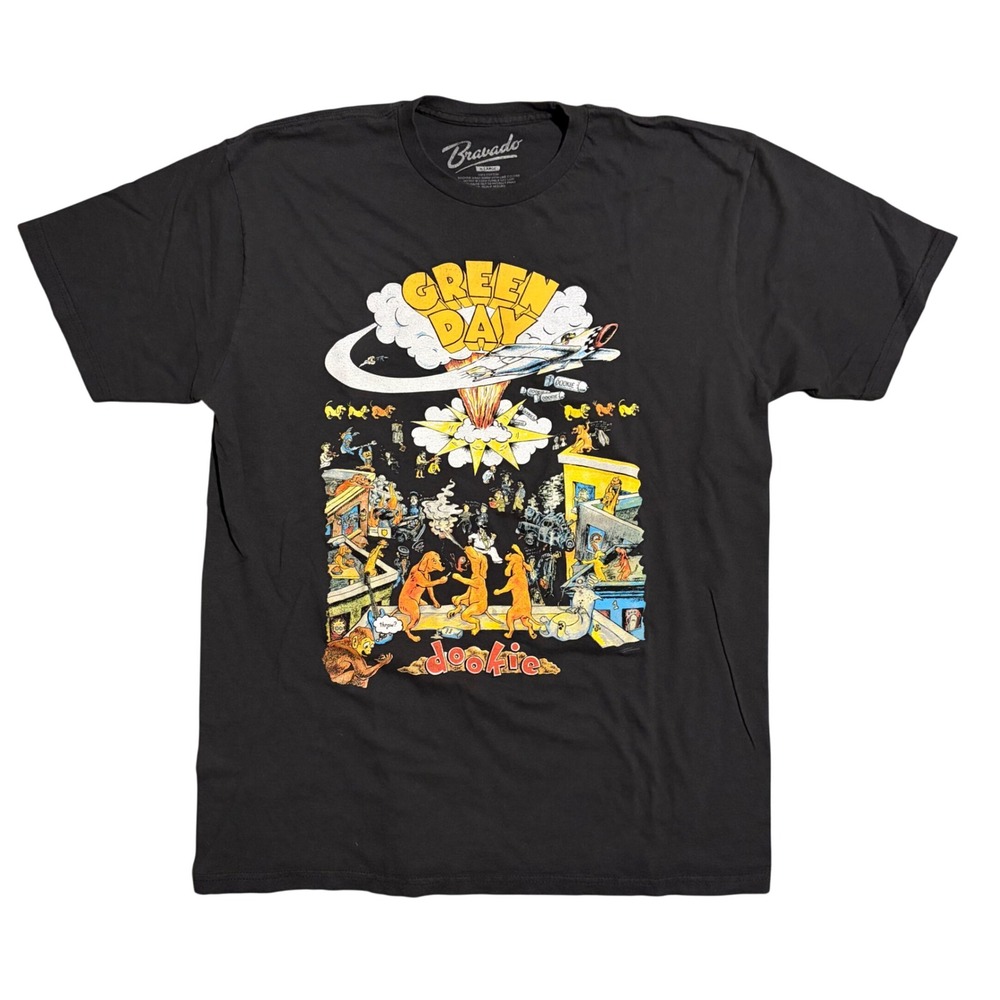 Bravado Green Day Dookie Album Cover Graphic T-Shirt Mens XL Black Punk Rock Tee